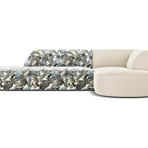 CXL by Christian Lacroix - 4-Sitzer Ecksofa rechts "Charles" Sitzer aus Samt blaues gartenmotiv - 273x180x69cm Kostenloser Versand
