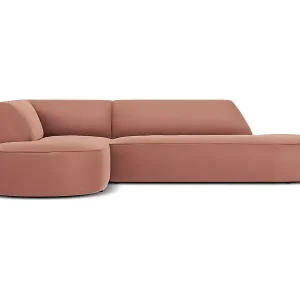 CXL by Christian Lacroix - 4-Sitzer Ecksofa links "Charles" Sitzer aus Samt rosa - 273x180x69cm Versand Am Gleichen Tag