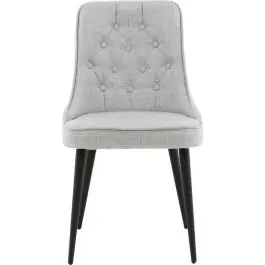 Esszimmerstuhl Velvet Deluxe Venture Design – Hellgrauer Polyesterstoff – 66x89x50 cm – Schwarz Versand Am Gleichen Tag