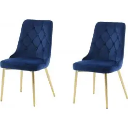 Zertifiziert Esszimmerstuhl Velvet Lyx Venture Design - Blau Samt, 66x89x50 cm