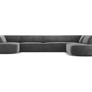 Meistverkauft CXL by Christian Lacroix - 7-Sitzer Panoramasofa rechts "Charles" Sitzer aus Samt dunkelgrau - 366x273x69cm