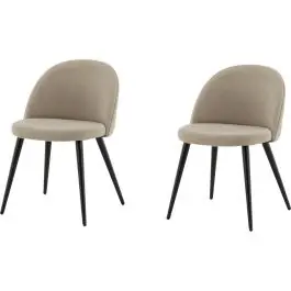 Esszimmerstuhl Velvet Venture Design - Polyester-Leinen Beige - 57x77x50 cm Kostenloser Versand