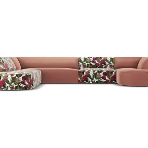 CXL by Christian Lacroix - 7-Sitzer Panoramasofa links "Charles" Sitzer aus Samt rosengarten-motiv - 366x273x69cm Versand Am Gleichen Tag