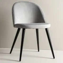 Esszimmerstuhl Velvet Venture Design - Polyester-Samt Grau - 55x76x49 cm Bestpreis