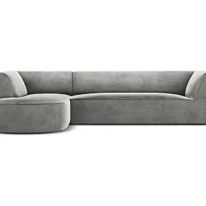 CXL by Christian Lacroix - 4-Sitzer Ecksofa links "Charles" Sitzer aus Samt hellgrau - 273x180x69cm Wochenendangebot