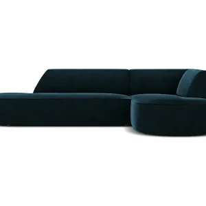 Knallerangebot CXL by Christian Lacroix - 4-Sitzer Ecksofa rechts "Charles" Sitzer aus Samt petrol - 273x180x69cm