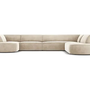 CXL by Christian Lacroix - 7-Sitzer Panoramasofa rechts "Charles" Sitzer aus Samt leichtes beige - 366x273x69cm Kracherpreis