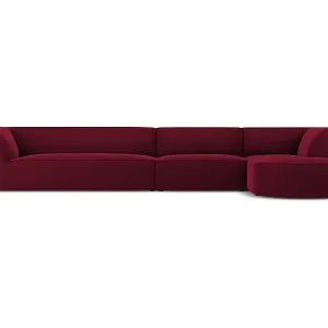 Zertifiziert CXL by Christian Lacroix - 5-Sitzer Ecksofa rechts "Charles" Sitzer aus Samt rot - 366x180x69cm