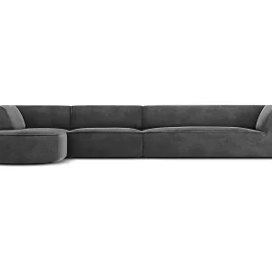 CXL by Christian Lacroix - 5-Sitzer Ecksofa links "Charles" Sitzer aus Samt dunkelgrau - 366x180x69cm Günstig