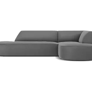 CXL by Christian Lacroix - 4-Sitzer Ecksofa rechts "Charles" Sitzer aus Samt dunkelgrau - 273x180x69cm Kostenloser Versand