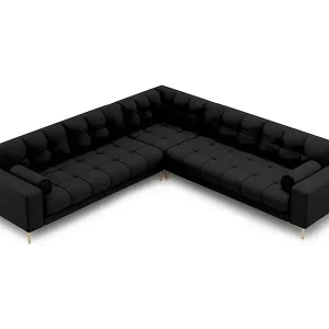 Cosmopolitan Design - 6-Sitzer wendbares Ecksofa "Bali" aus strukturiertem Stoff schwarz - 256x256x75cm Schnäppchen