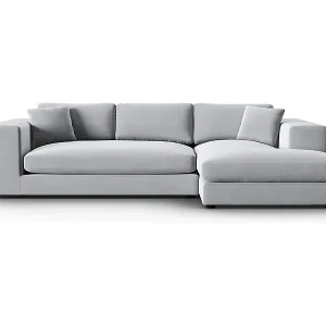 CXL by Christian Lacroix - 5-Sitzer Ecksofa rechts "Tendance" Sitzer aus Samt hellgrau - 282x174x72cm Expressversand