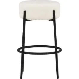 Barhocker Tucson Venture Design - Stahl Schwarz/Weiß Bouclé - Ø 41 cm Top-Preis