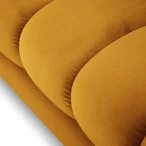 Cosmopolitan Design - 5-Sitzer Ecksofa rechts "Bali" aus Samt gelb - 293x185x75cm Top-Preis