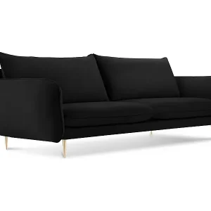 Cosmopolitan Design - 3-Sitzer Sofa "Vienna" aus Samt schwarz - 200x92x95cm Ausverkauf