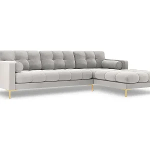 Begrenztes Angebot Cosmopolitan Design - 5-Sitzer Ecksofa rechts "Bali" aus Samt silber - 293x185x75cm