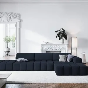 CXL by Christian Lacroix - 5-Sitzer Ecksofa rechts "Luc" Sitzer aus Samt dunkelblau - 341x166x70cm Solange Der Vorrat Reicht