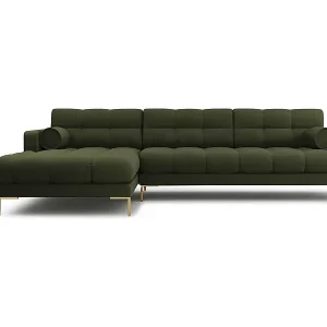 Begrenztes Angebot Cosmopolitan Design - 5-Sitzer Ecksofa links "Bali" aus strukturiertem Stoff grün - 293x185x75cm