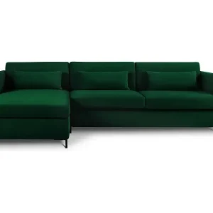 Preis Gesenkt CXL by Christian Lacroix - 4-Sitzer ausklappbares Ecksofa links "Yanis" Sitzer aus Samt flaschengrün - 260x170x80cm
