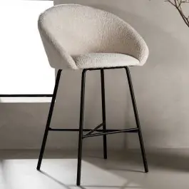 Barhocker Velvet Venture Design - Teddy-Samt Weiß - 57x97x59 cm Günstig