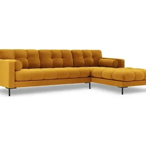 Saisonangebot Cosmopolitan Design - 5-Sitzer Ecksofa rechts "Bali" aus Samt gelb - 293x185x75cm