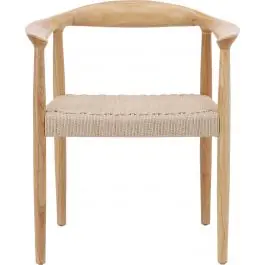 Saisonangebot Esszimmerstuhl Lovön Venture Design - Gummibaumholz weiß gewaschen, 58x75x65 cm, beige Seil