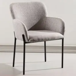 Esszimmerstuhl Vätö Venture Design – Beigefarbener Stoff, schwarzes Stahlgestell – 60x81x59 cm Sale