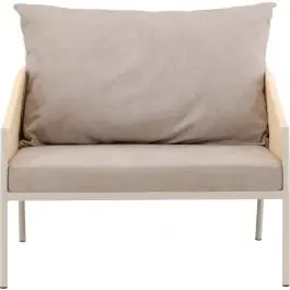 Billig Louie Lounge-Sessel Venture Design - Stahl/Leinen Beige - 90x74x98 cm