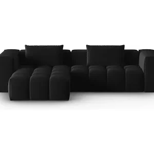 Neue Ware CXL by Christian Lacroix - 3-Sitzer modulares Ecksofa links "Lorella" Sitzer aus Samt schwarz - 260x145x70cm