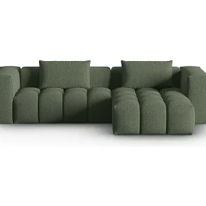 Solange Der Vorrat Reicht CXL by Christian Lacroix - 3-Sitzer modulares Ecksofa rechts "Lorella" Sitzer aus strukturiertem Stoff dunkles olivgrün - 260x145x70cm