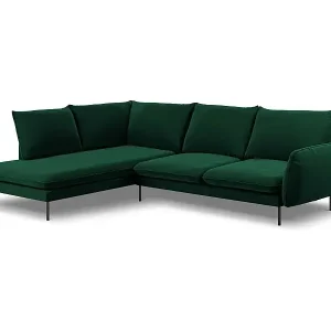 Sale Cosmopolitan Design - 6-Sitzer Ecksofa links "Vienna" aus Samt flaschengrün - 275x185x95cm