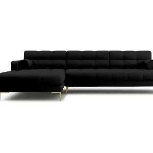 Echt Cosmopolitan Design - 5-Sitzer Ecksofa links "Bali" aus strukturiertem Stoff schwarz - 293x185x75cm