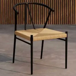 Esszimmerstuhl Alfons Venture Design - Stahlgestell, Naturrattan, 58x74x55 cm, Schwarz Finale Aktion