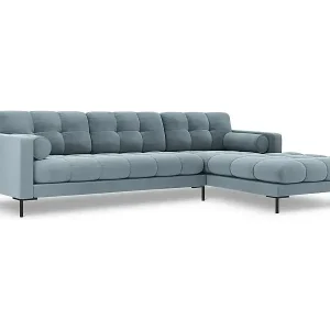 Cosmopolitan Design - 5-Sitzer Ecksofa rechts "Bali" aus Samt hellblau - 293x185x75cm Jetzt Kaufen