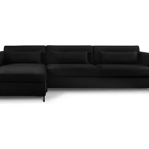 CXL by Christian Lacroix - 5-Sitzer ausklappbares Ecksofa links "Yanis" Sitzer aus Samt schwarz - 280x170x80cm Abverkauf