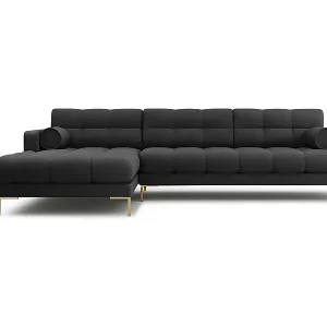 Cosmopolitan Design - 5-Sitzer Ecksofa links "Bali" aus strukturiertem Stoff dunkelgrau - 293x185x75cm Kostenloser Versand