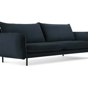 Cosmopolitan Design - 4-Sitzer Sofa "Vienna" aus Samt dunkelblau - 230x92x95cm Direkt Vom Hersteller
