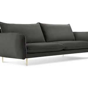 Cosmopolitan Design - 3-Sitzer Sofa "Vienna" aus Samt dunkelgrau - 200x92x95cm Neuheit