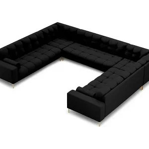 Top-Angebot Cosmopolitan Design - 9-Sitzer Panoramasofa "Bali" aus strukturiertem Stoff schwarz - 327x256x75cm