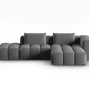 Zertifiziert CXL by Christian Lacroix - 4-Sitzer modulares Ecksofa rechts "Lorella" Sitzer aus Samt Zement - 265x145x70cm