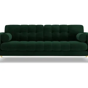 Cosmopolitan Design - 4-Sitzer Sofa "Bali" aus Samt flaschengrün - 217x92x75cm Preisreduziert