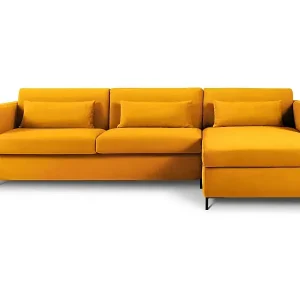 CXL by Christian Lacroix - 4-Sitzer ausklappbares Ecksofa rechts "Yanis" Sitzer aus Samt gelb - 260x170x80cm Must-Have
