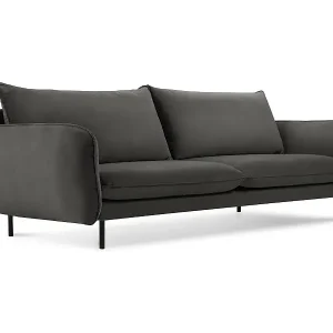 Cosmopolitan Design - 4-Sitzer Sofa "Vienna" aus Samt dunkelgrau - 230x92x95cm Neu Im Sortiment