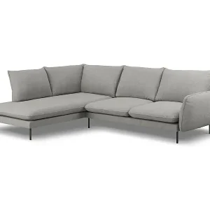 Cosmopolitan Design - 6-Sitzer Ecksofa links "Vienna" aus strukturiertem Stoff hellgrau - 275x185x95cm Meistverkauft