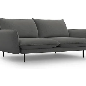 Cosmopolitan Design - 3-Sitzer Sofa "Vienna" aus strukturiertem Stoff dunkelgrau - 200x92x95cm Abverkauf