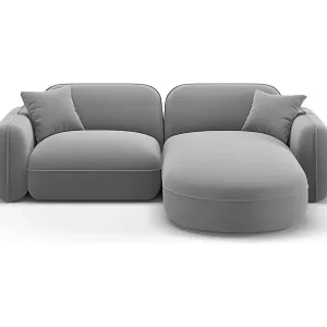Begrenztes Angebot CXL by Christian Lacroix - 3-Sitzer modulares Ecksofa rechts "Lucien" Sitzer aus Samt hellgrau - 230x165x70cm