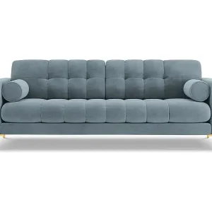 Schnäppchen Cosmopolitan Design - 4-Sitzer Sofa "Bali" aus Samt hellblau - 217x92x75cm