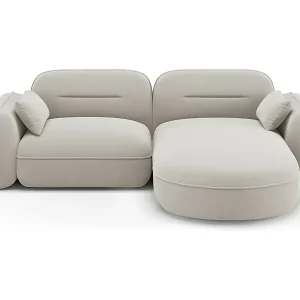 Cosmopolitan Design - 3-Sitzer modulares Ecksofa rechts "Sydney" aus Samt leichtes beige - 230x165x70cm Bestpreis