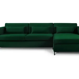 CXL by Christian Lacroix - 4-Sitzer ausklappbares Ecksofa rechts "Yanis" Sitzer aus Samt flaschengrün - 260x170x80cm Begrenztes Angebot