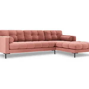 Cosmopolitan Design - 5-Sitzer Ecksofa rechts "Bali" aus Samt rosa - 293x185x75cm Wochenendangebot